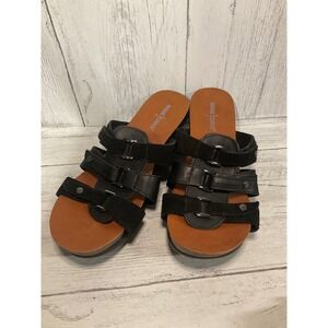 MINNETONKA WEDGE‎ LEATHER ADJUSTABLE STRAP SANDALS SZ11 NWOB